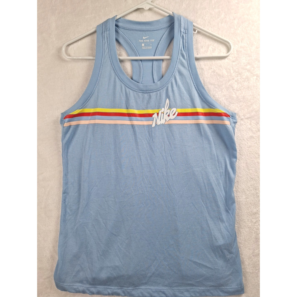 Nike T-Shirt Women's Small Sleeveless Blue W/ White Logo Tanktop